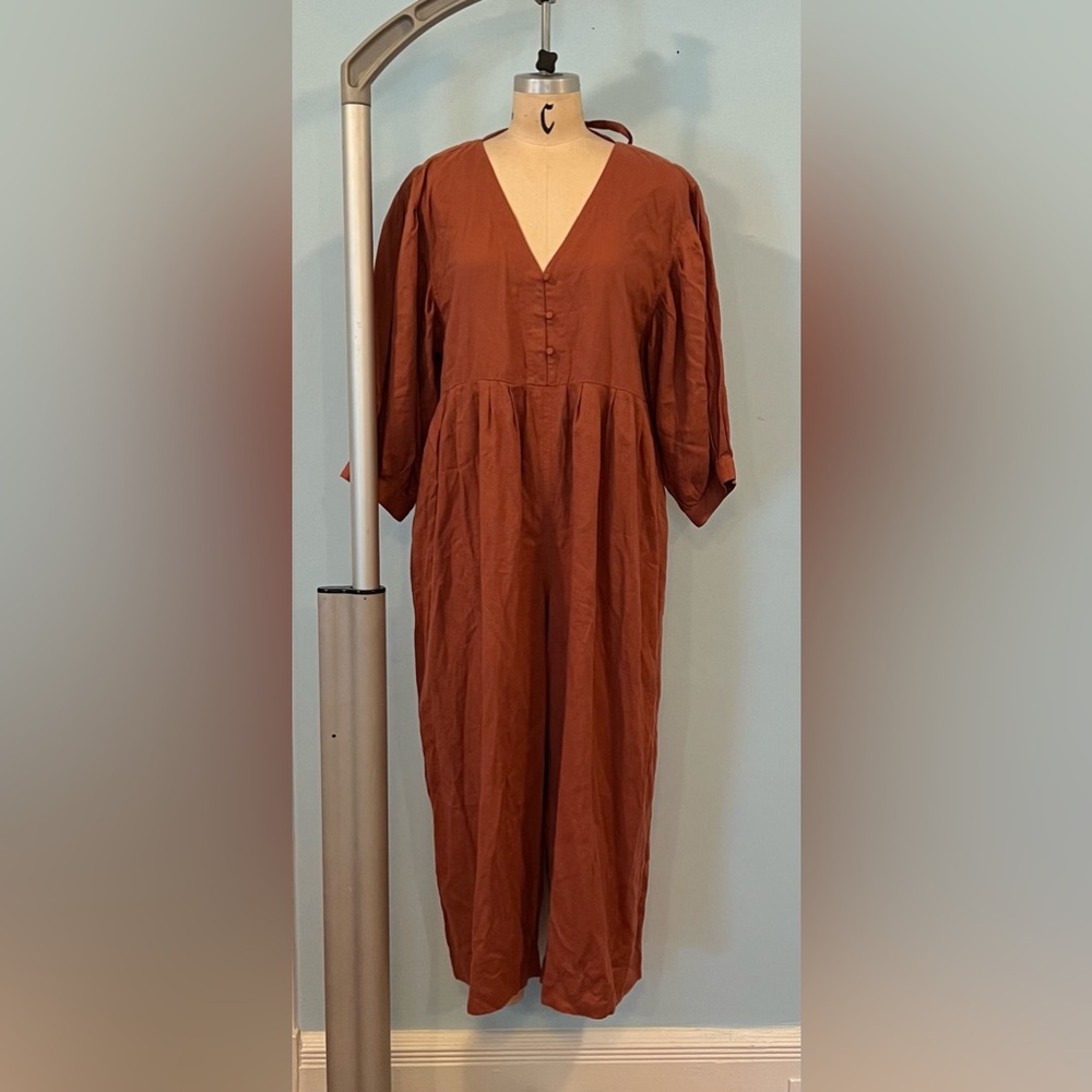 NWOT Madewell Orange Women's Long-Sleeve Jumpsuit - Medium
